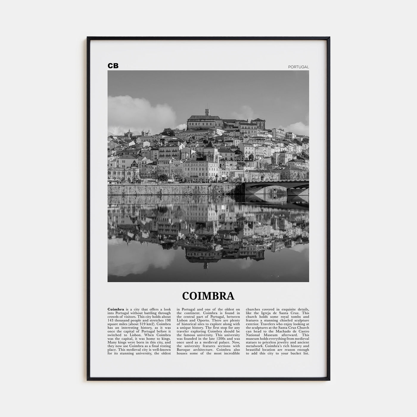 Coimbra Travel B&W Poster