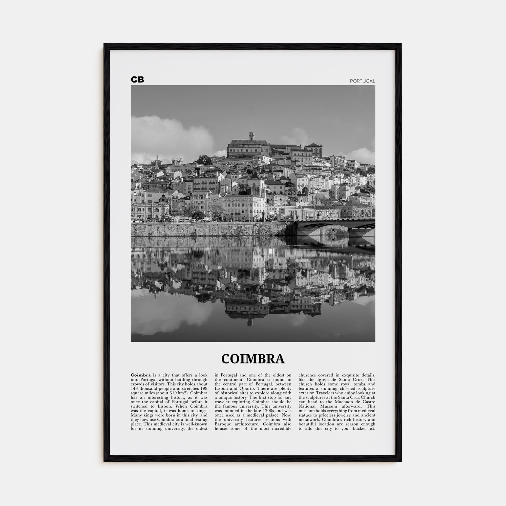 Coimbra Travel B&W Poster