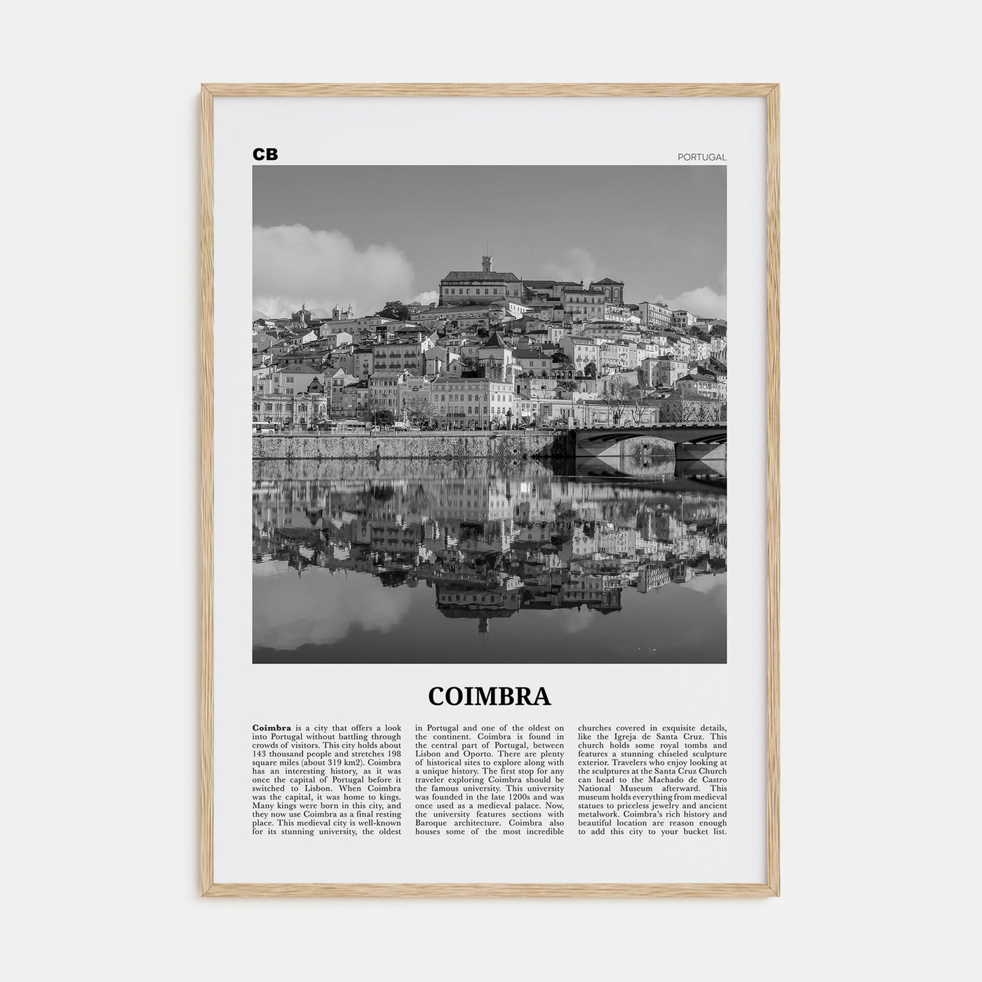 Coimbra Travel B&W Poster