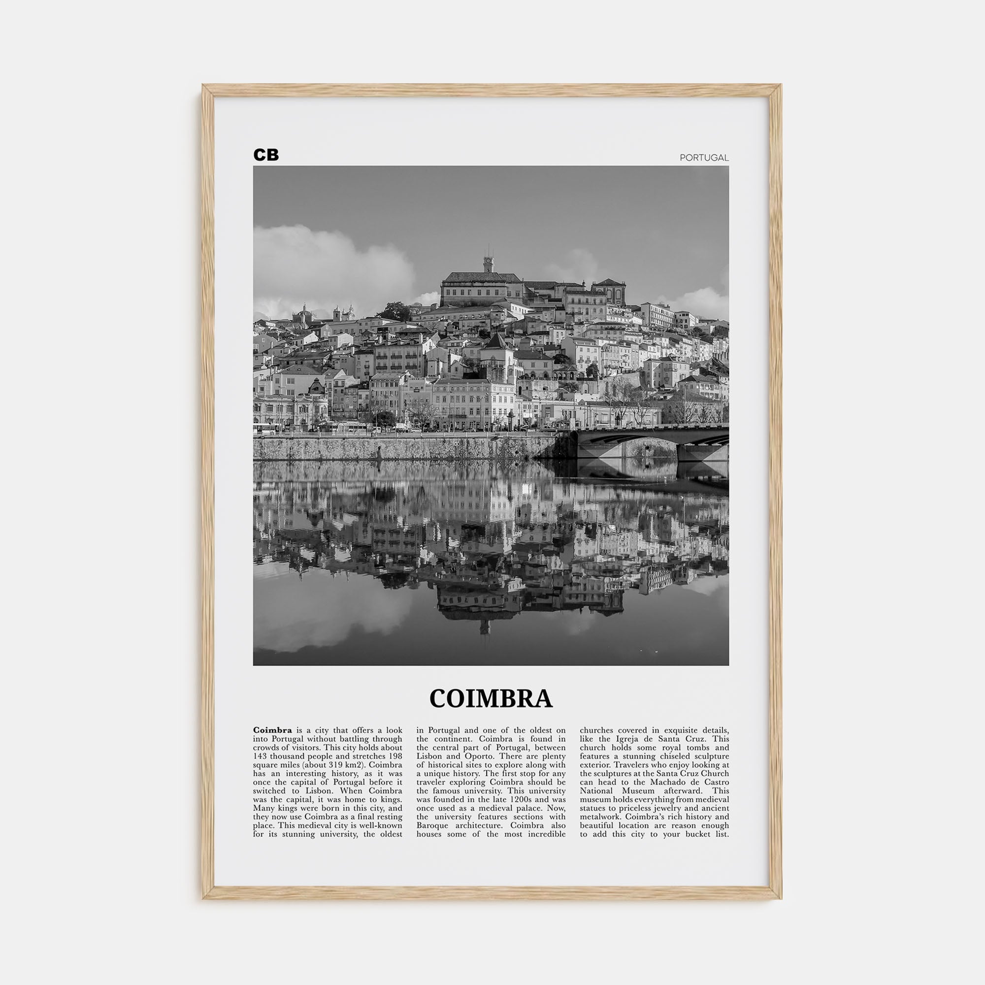Coimbra Travel B&W Poster