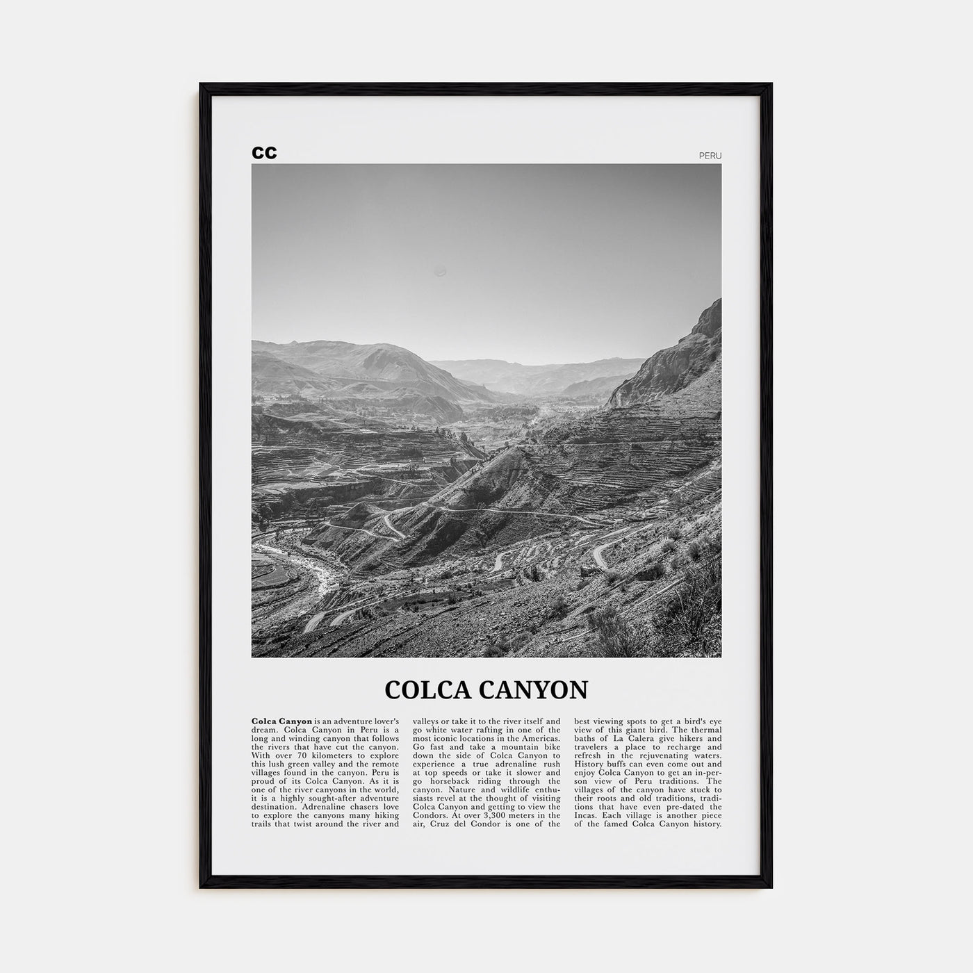 Colca Canyon Travel B&W Poster