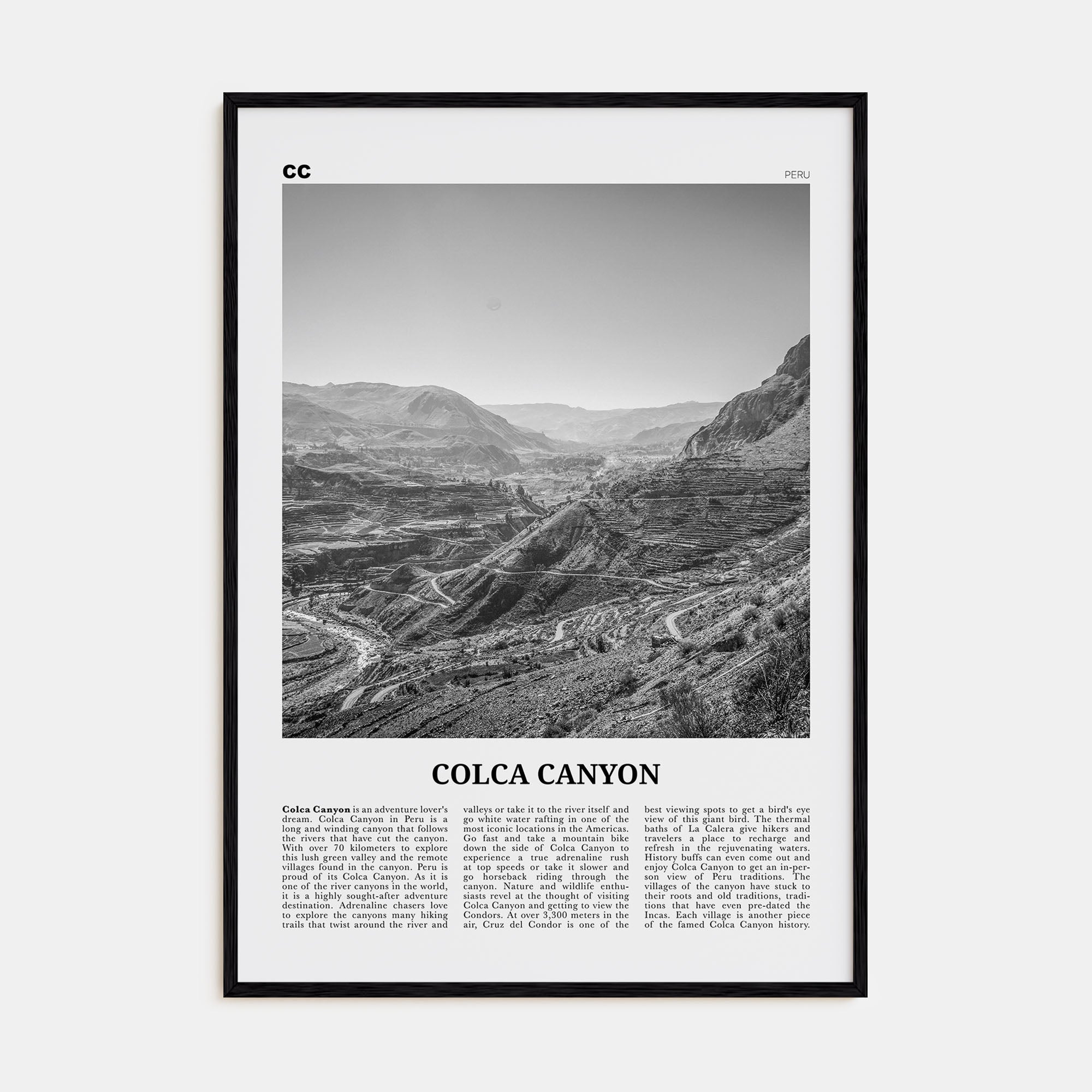 Colca Canyon Travel B&W Poster