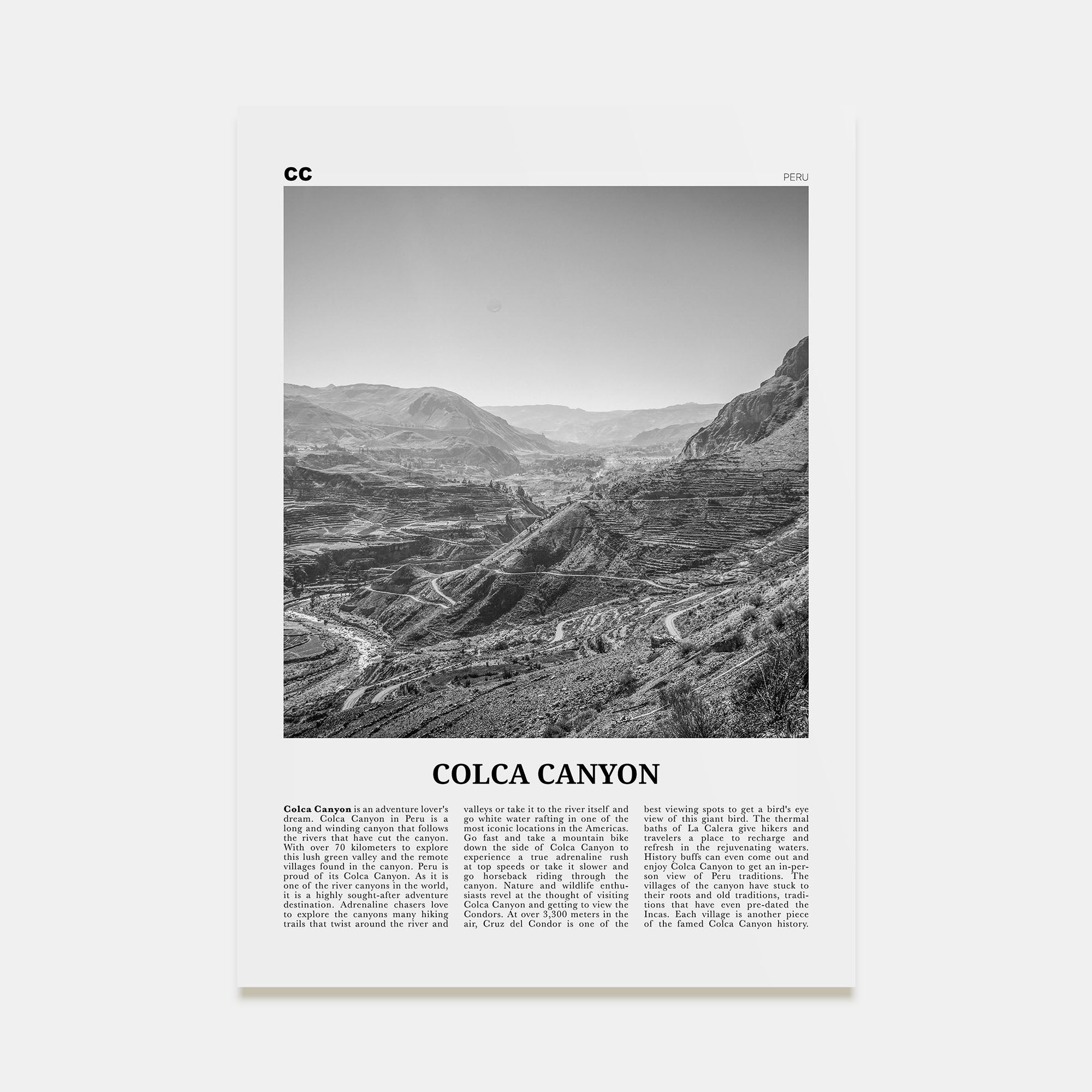 Colca Canyon Travel B&W Poster