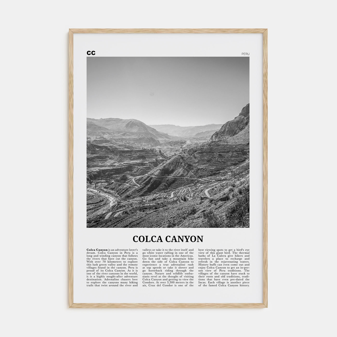 Colca Canyon Travel B&W Poster