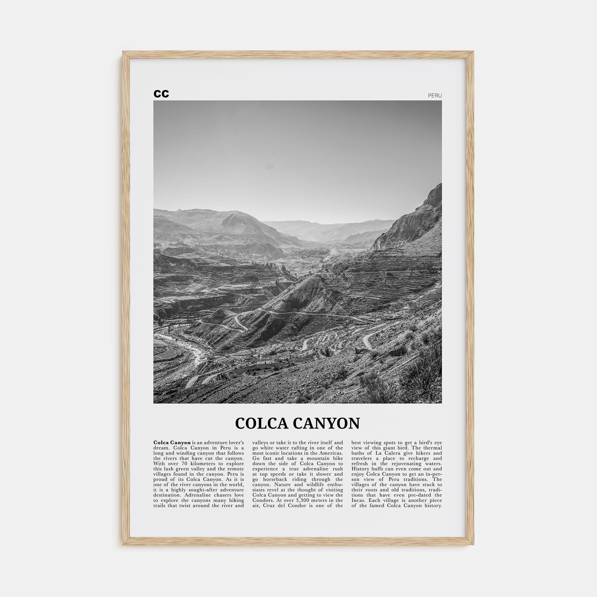Colca Canyon Travel B&W Poster