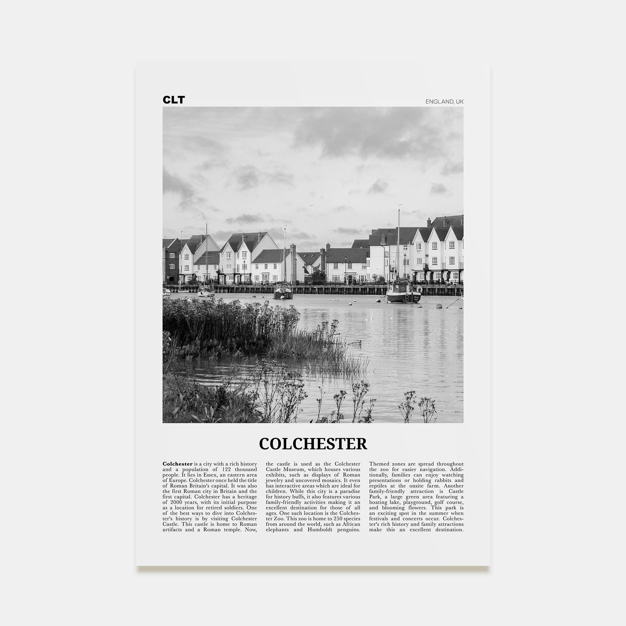 Colchester Travel B&W Poster