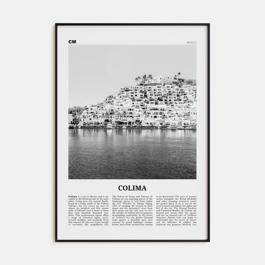 Colima Travel B&W Poster