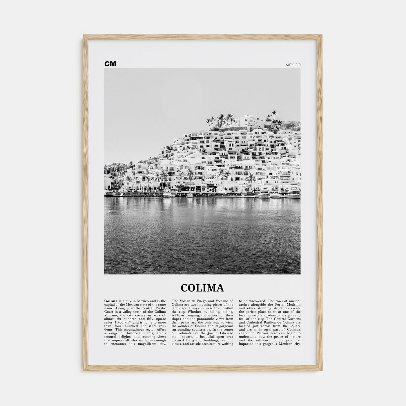 Colima Travel B&W Poster