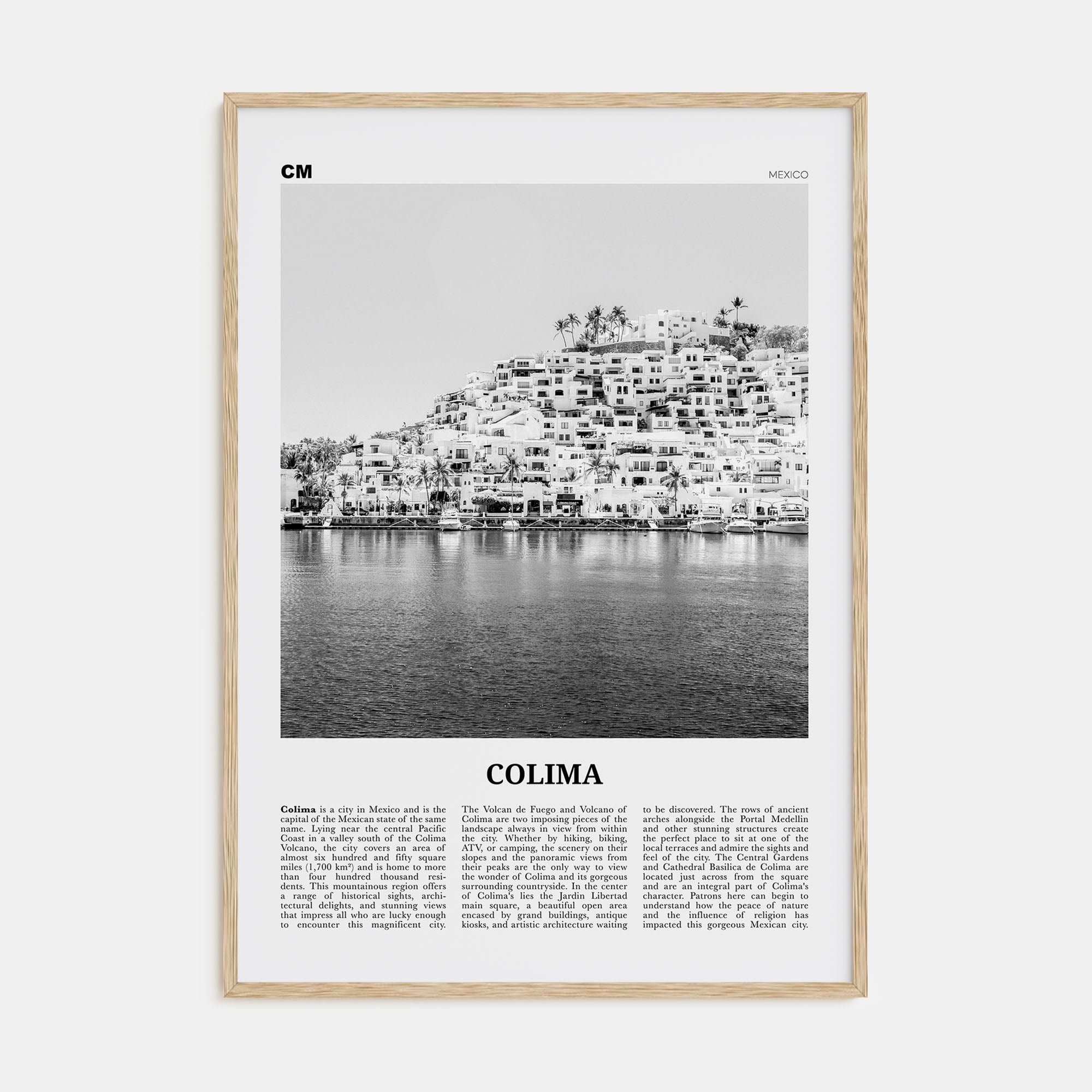 Colima Travel B&W Poster