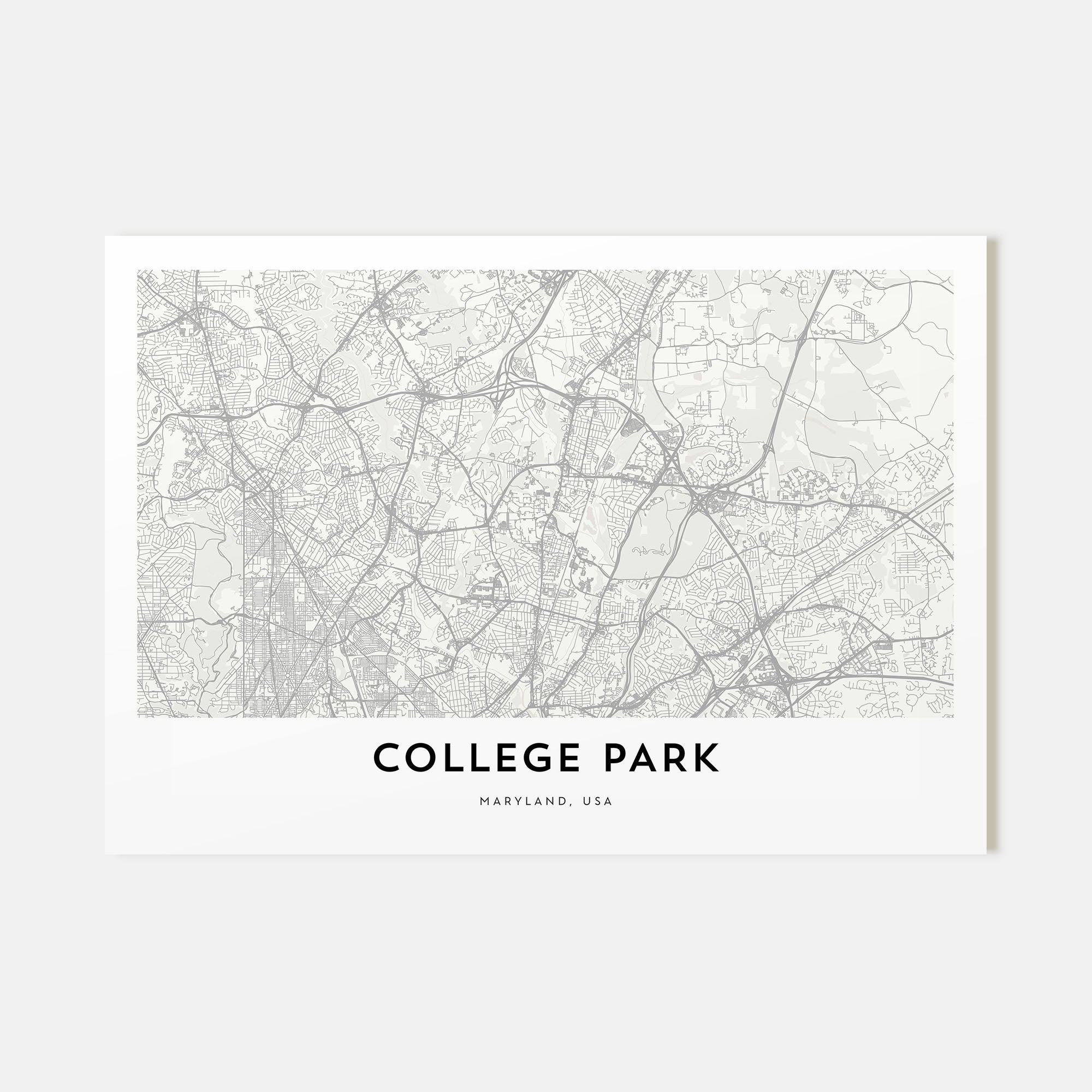 College Park Map Landscape Poster