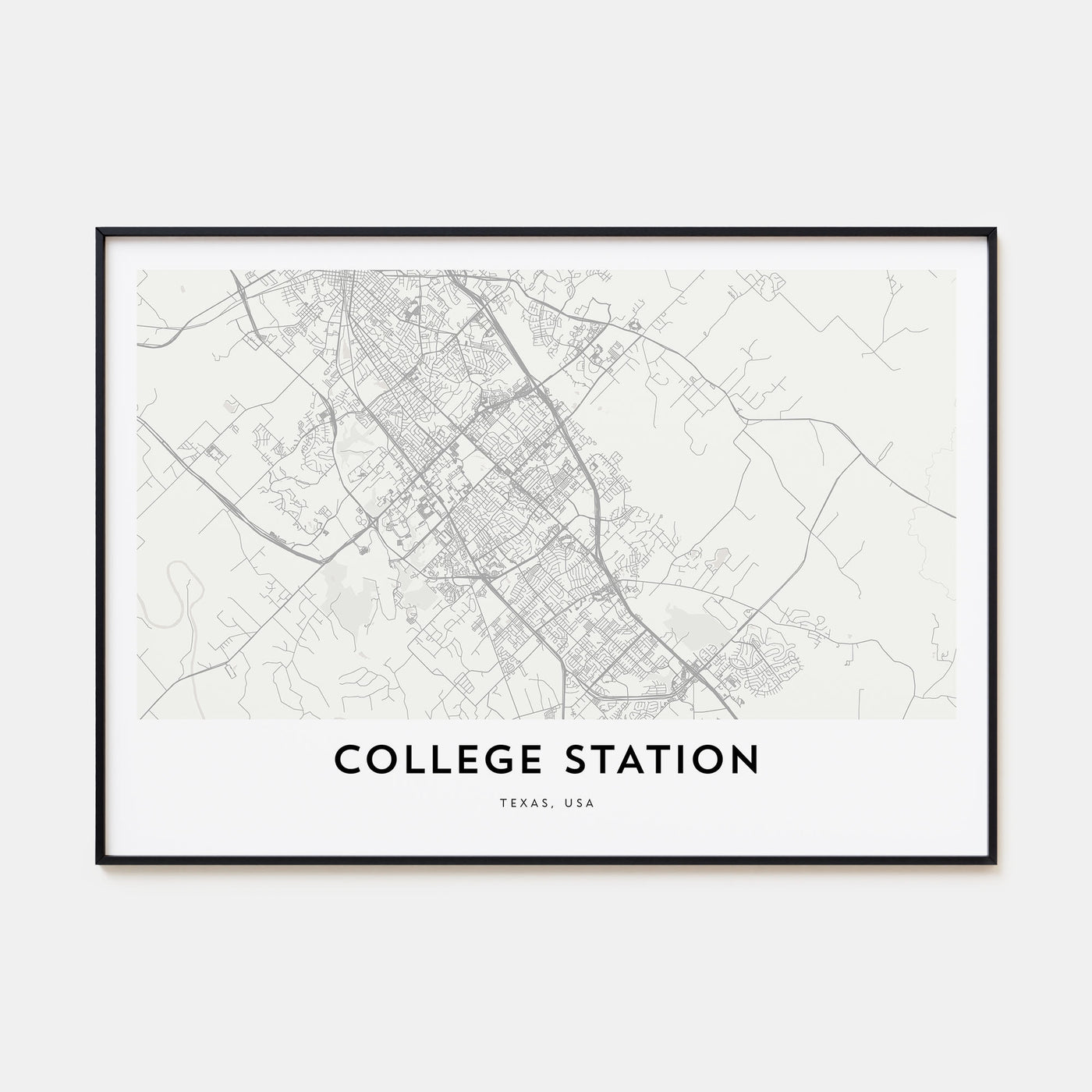 College Station Map Landscape Poster