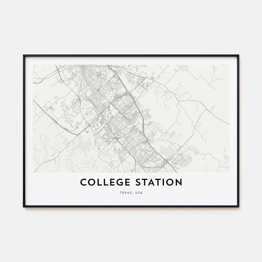 College Station Map Landscape Poster