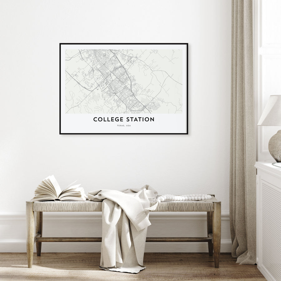 College Station Map Landscape Poster