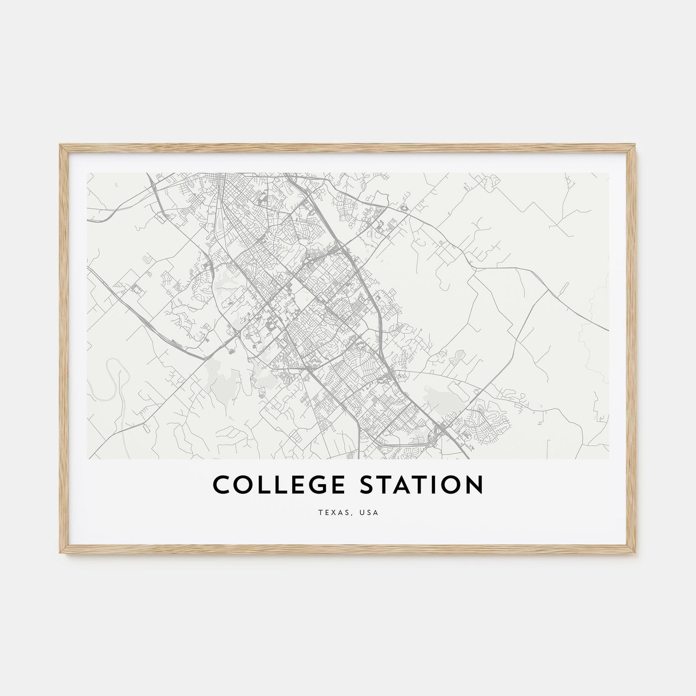 College Station Map Landscape Poster