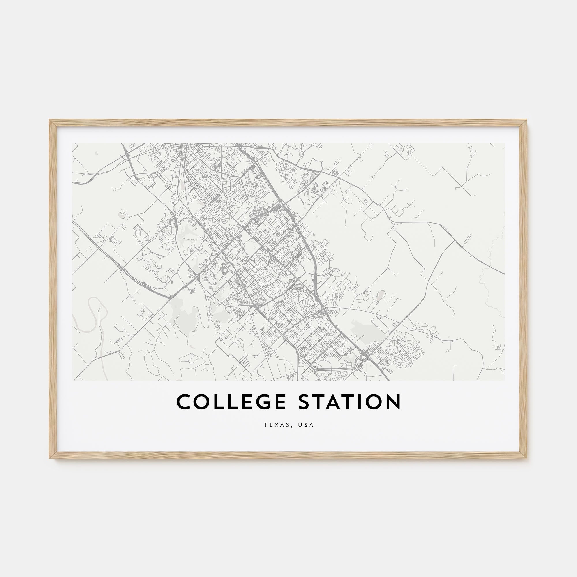 College Station Map Landscape Poster