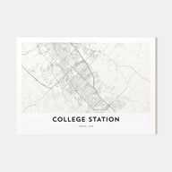 College Station Map Landscape Poster