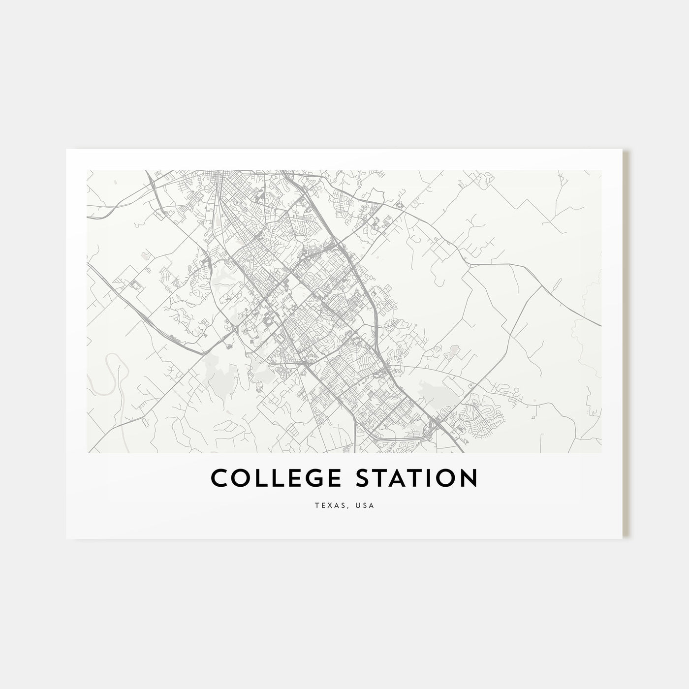 College Station Map Landscape Poster