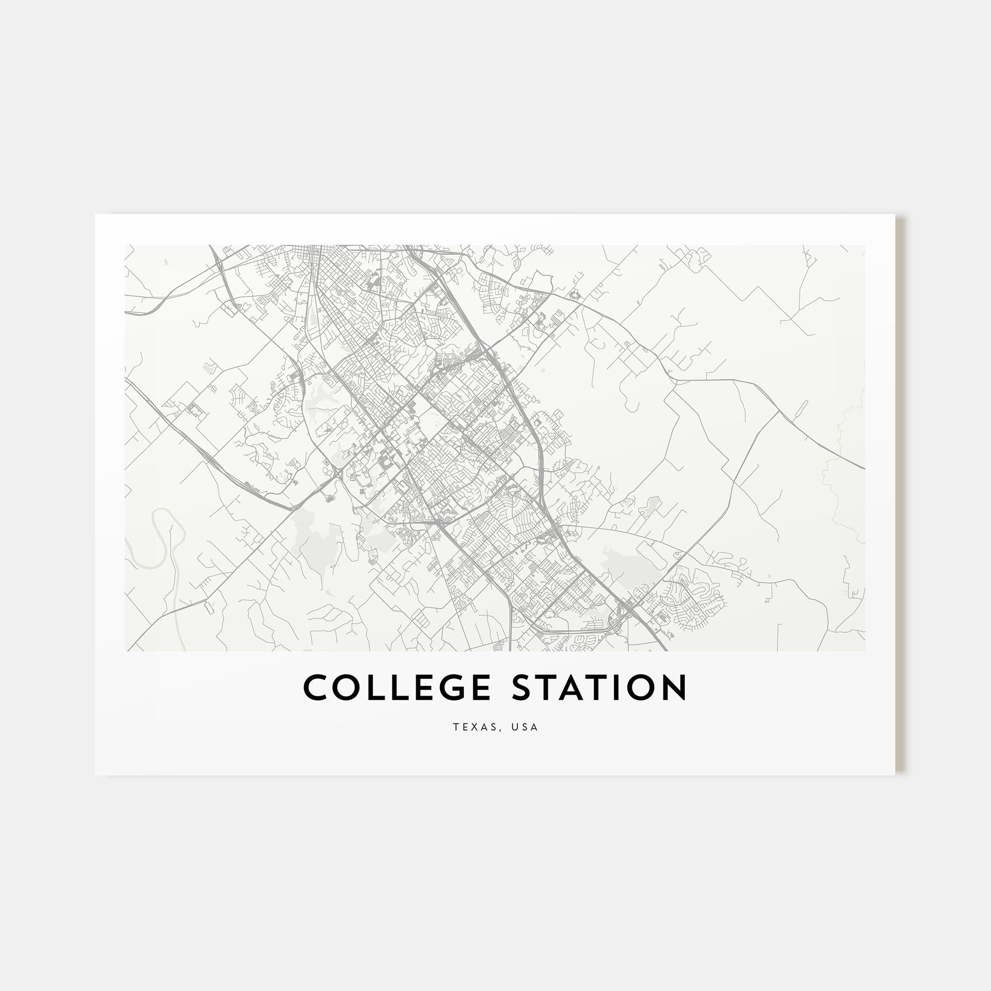 College Station Map Landscape Poster