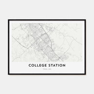 College Station Map Landscape Poster