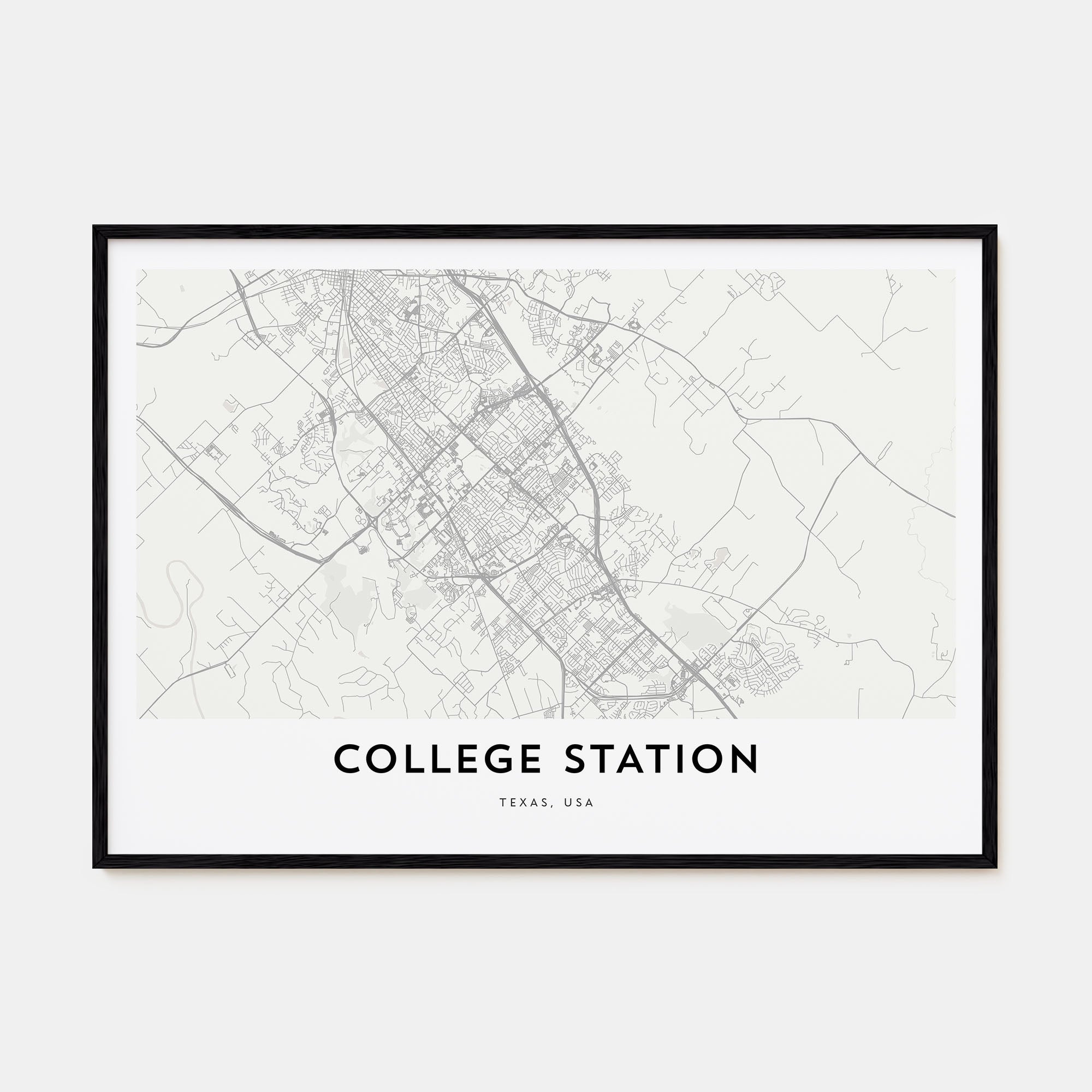 College Station Map Landscape Poster