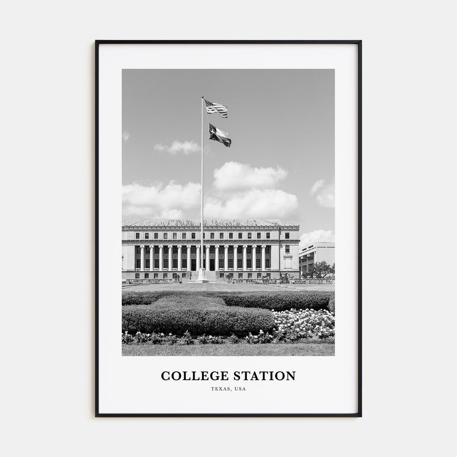 College Station Portrait B&W Poster