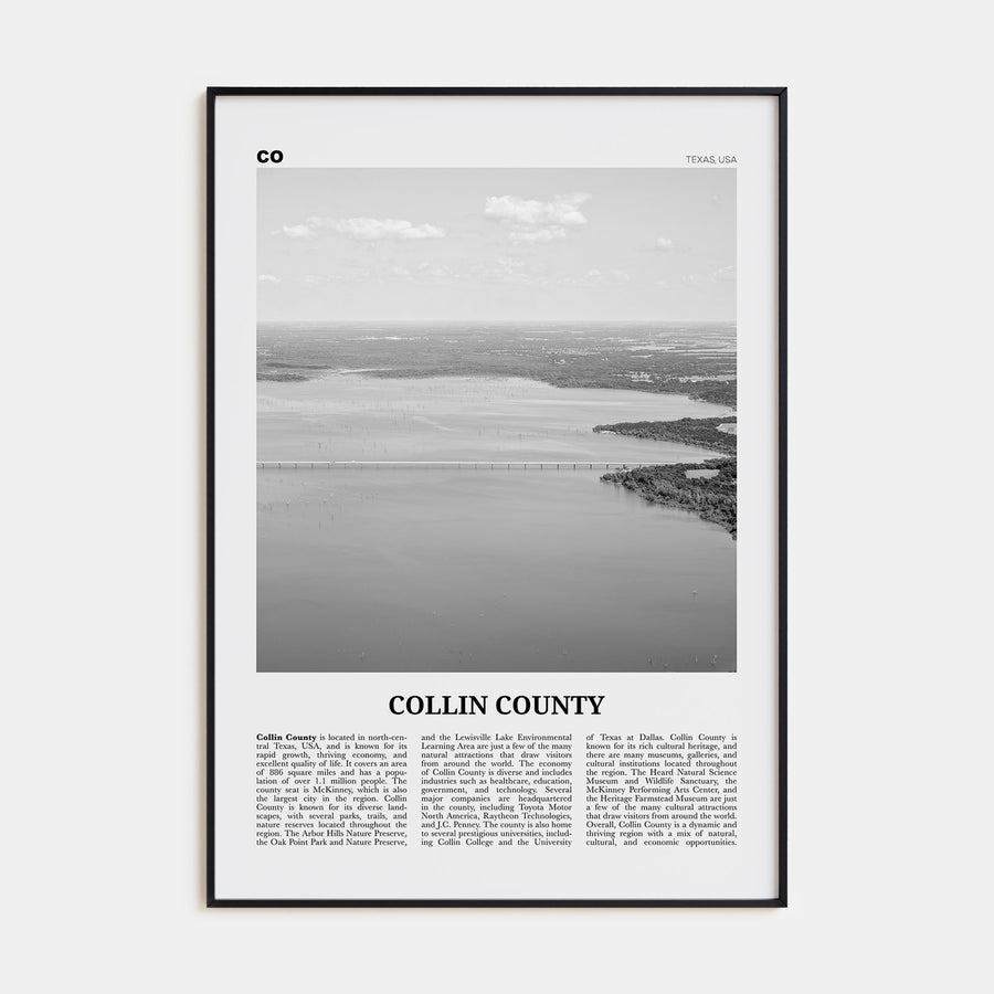 Collin County Travel B&W Poster