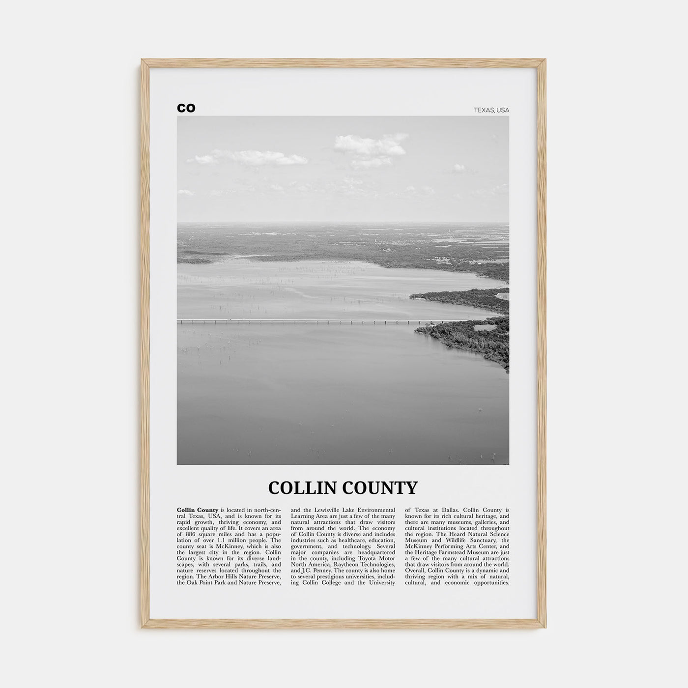 Collin County Travel B&W Poster