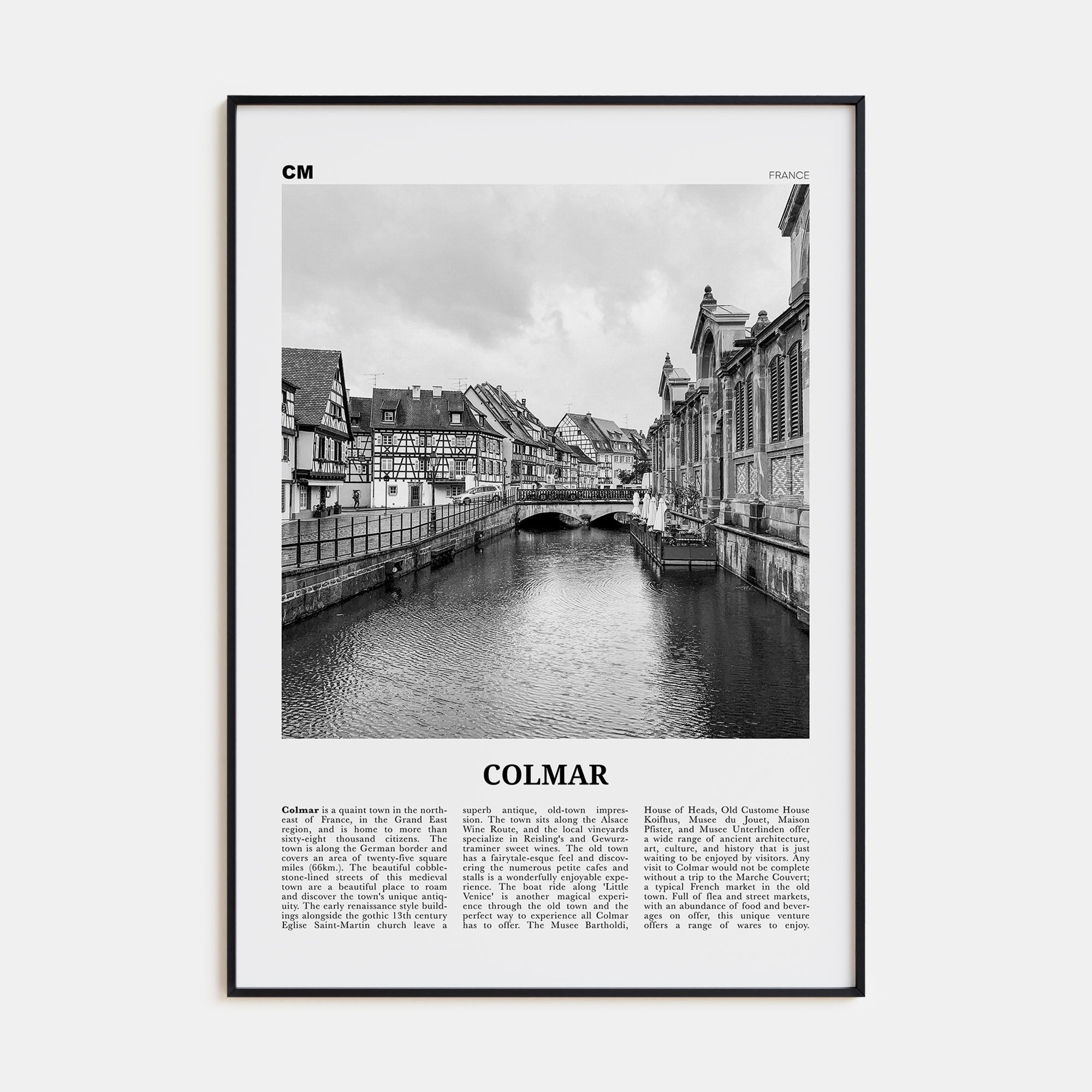 Colmar Travel B&W Poster