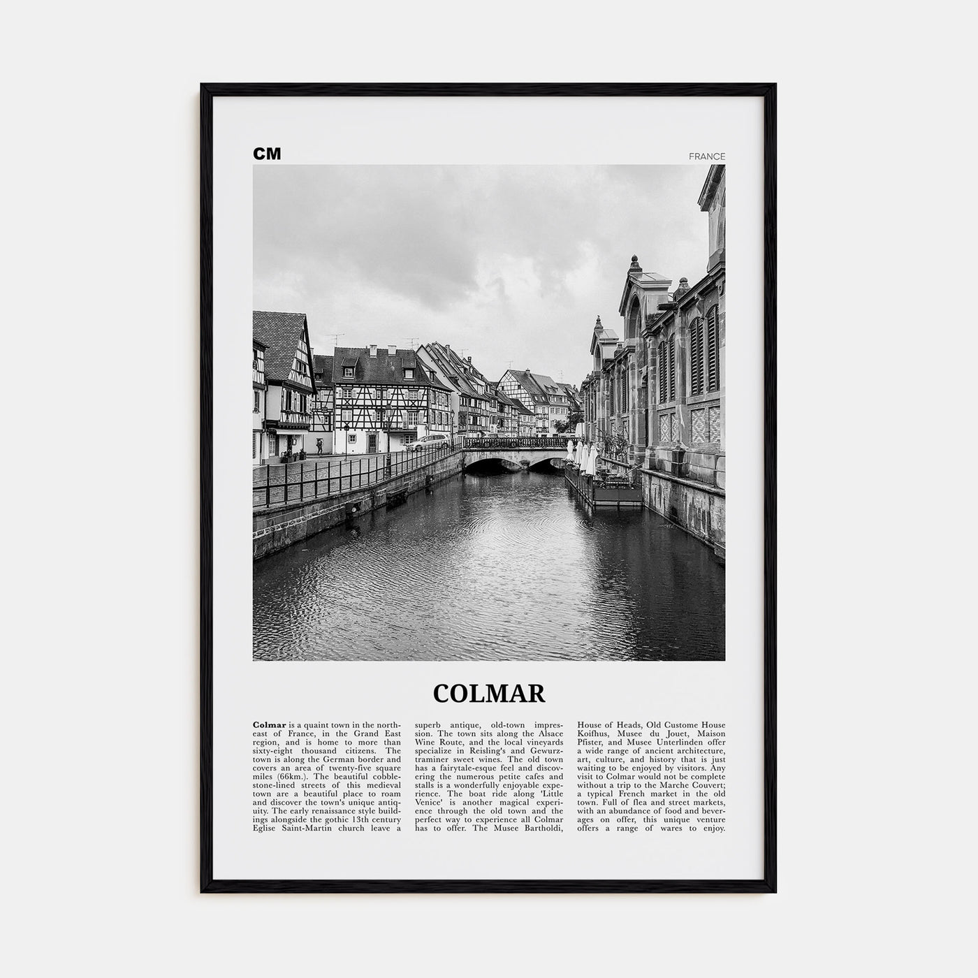 Colmar Travel B&W Poster