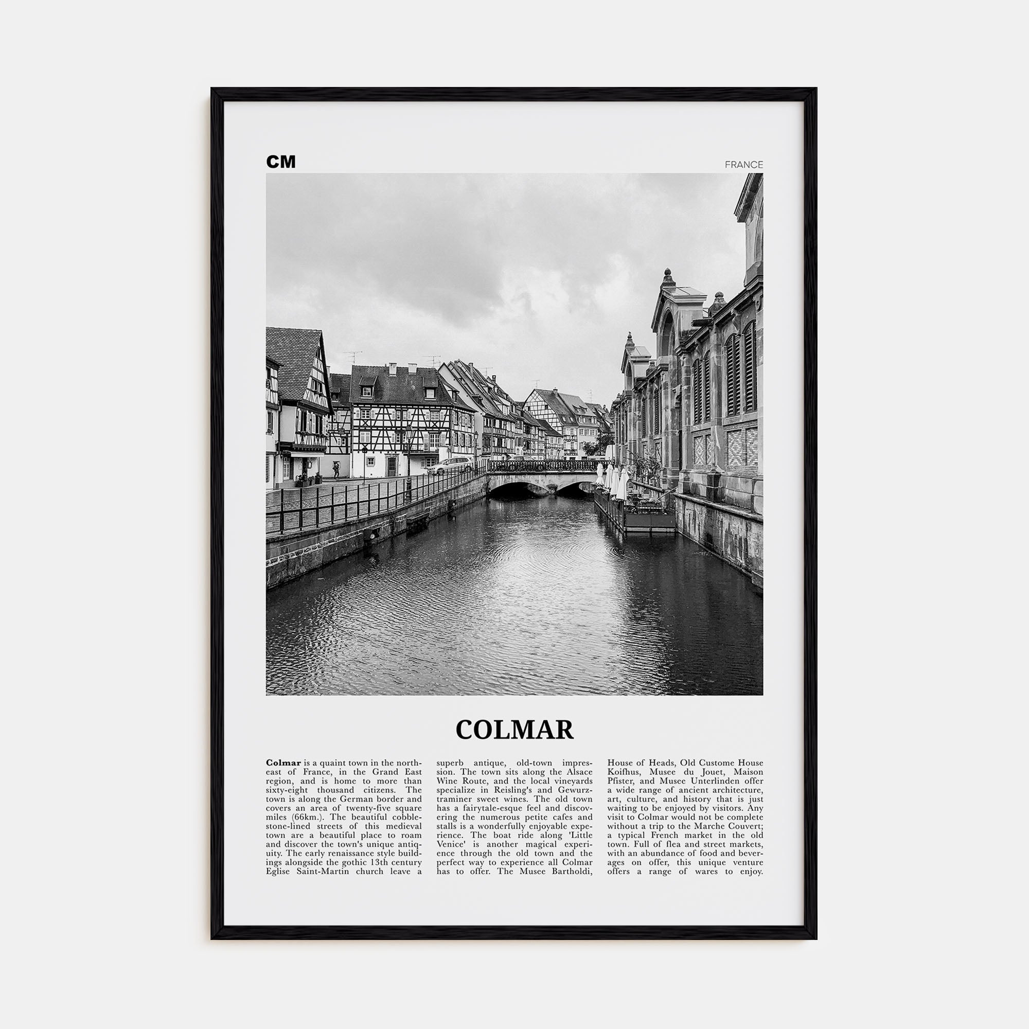 Colmar Travel B&W Poster