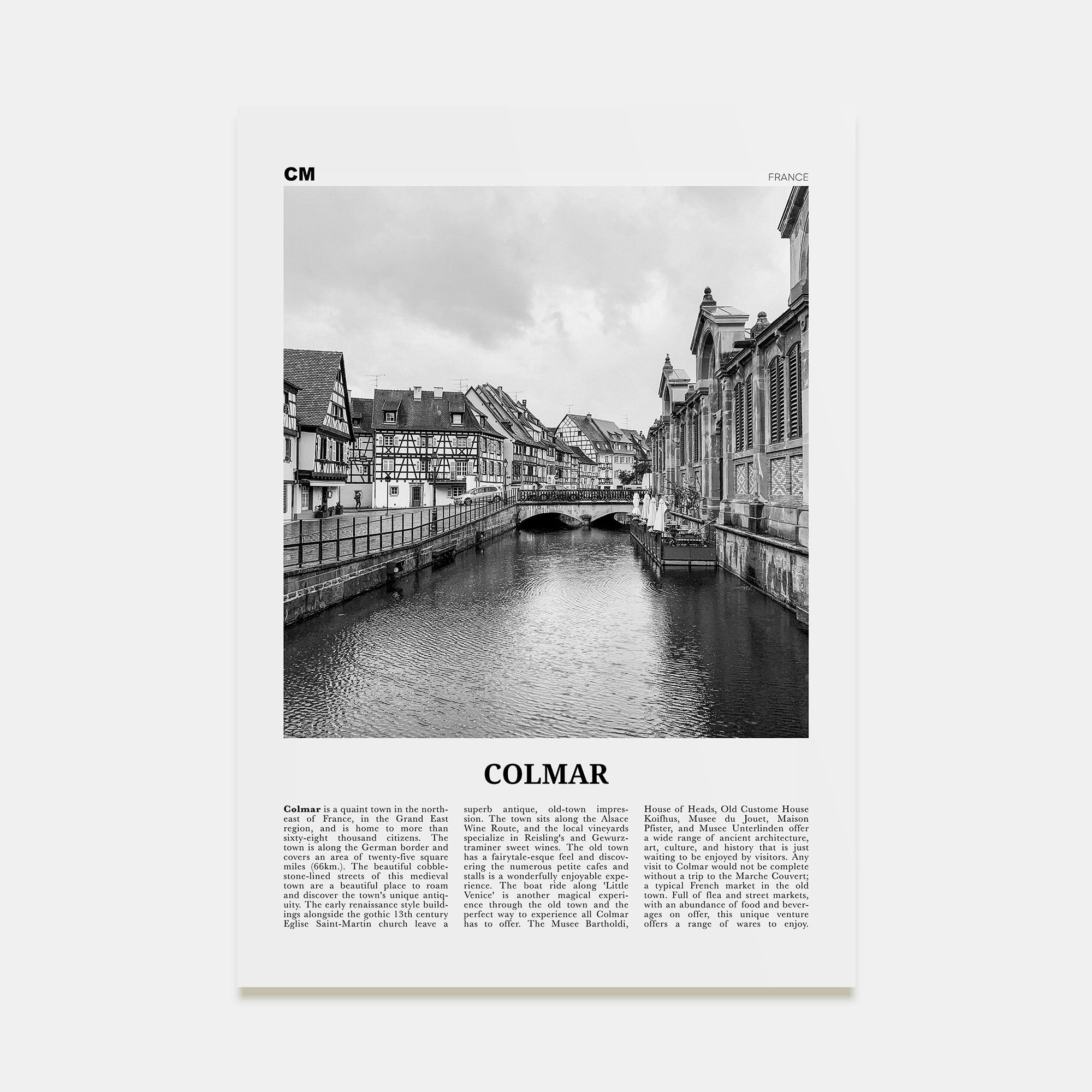 Colmar Travel B&W Poster