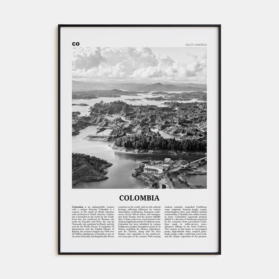 Colombia Travel B&W No 1 Poster
