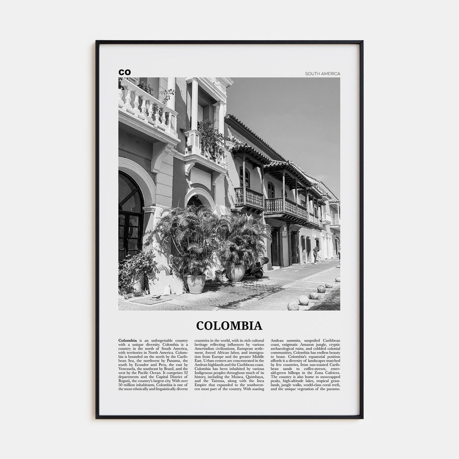 Colombia Travel B&W No 2 Poster