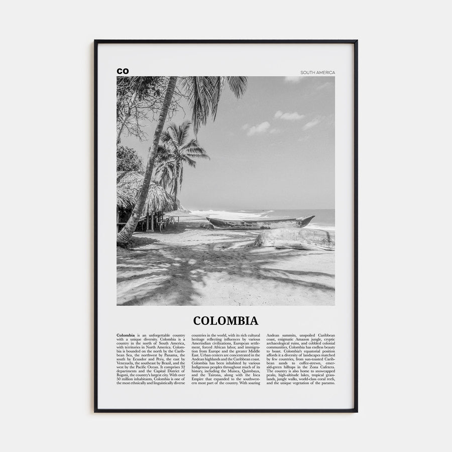 Colombia Travel B&W No 3 Poster