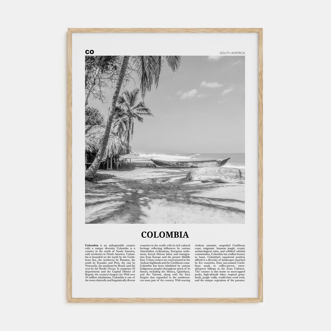 Colombia Travel B&W No 3 Poster