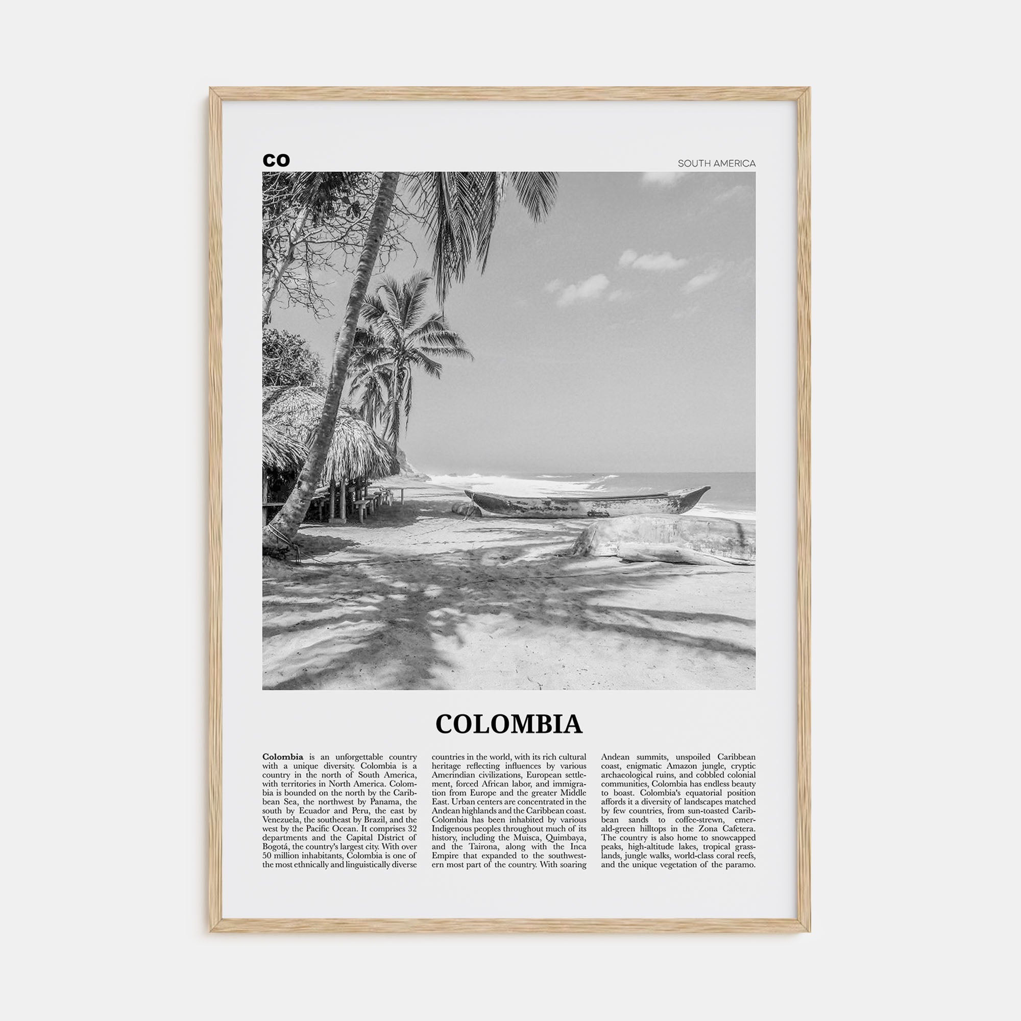 Colombia Travel B&W No 3 Poster