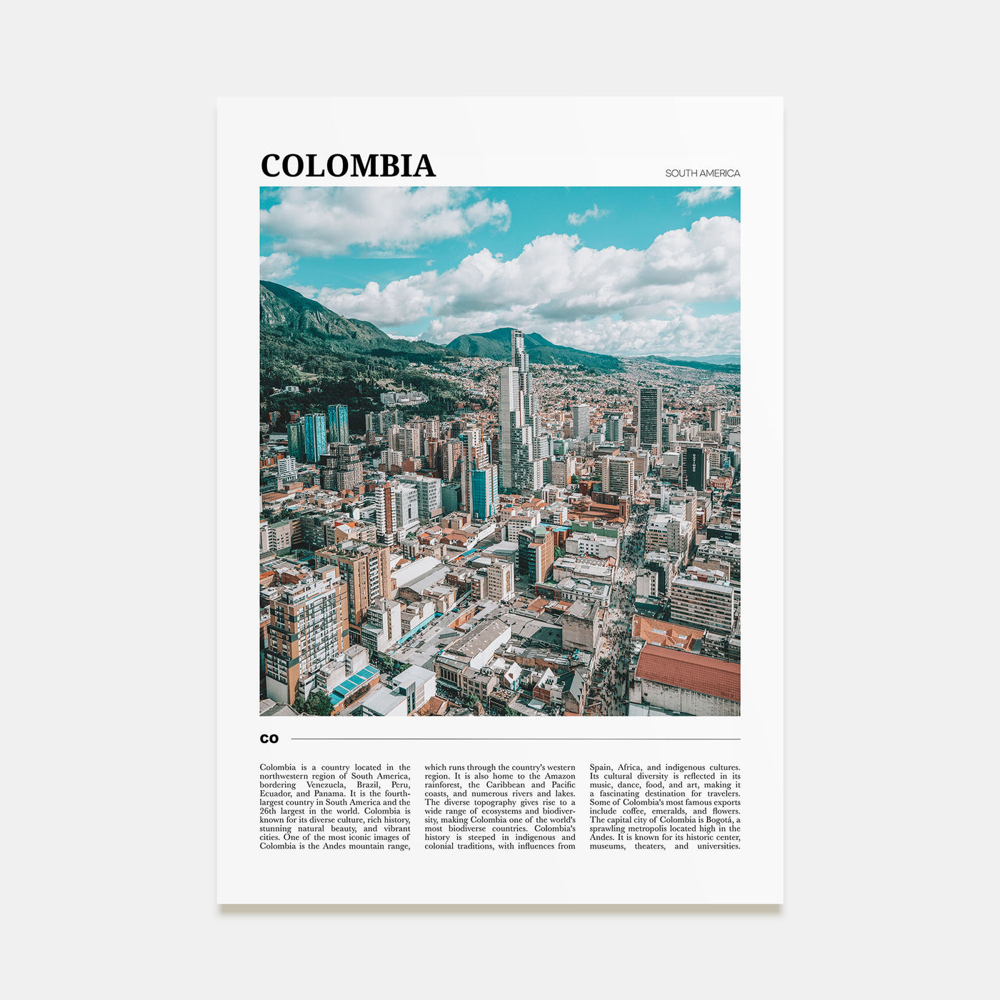 Colombia Travel Color No 1 Poster