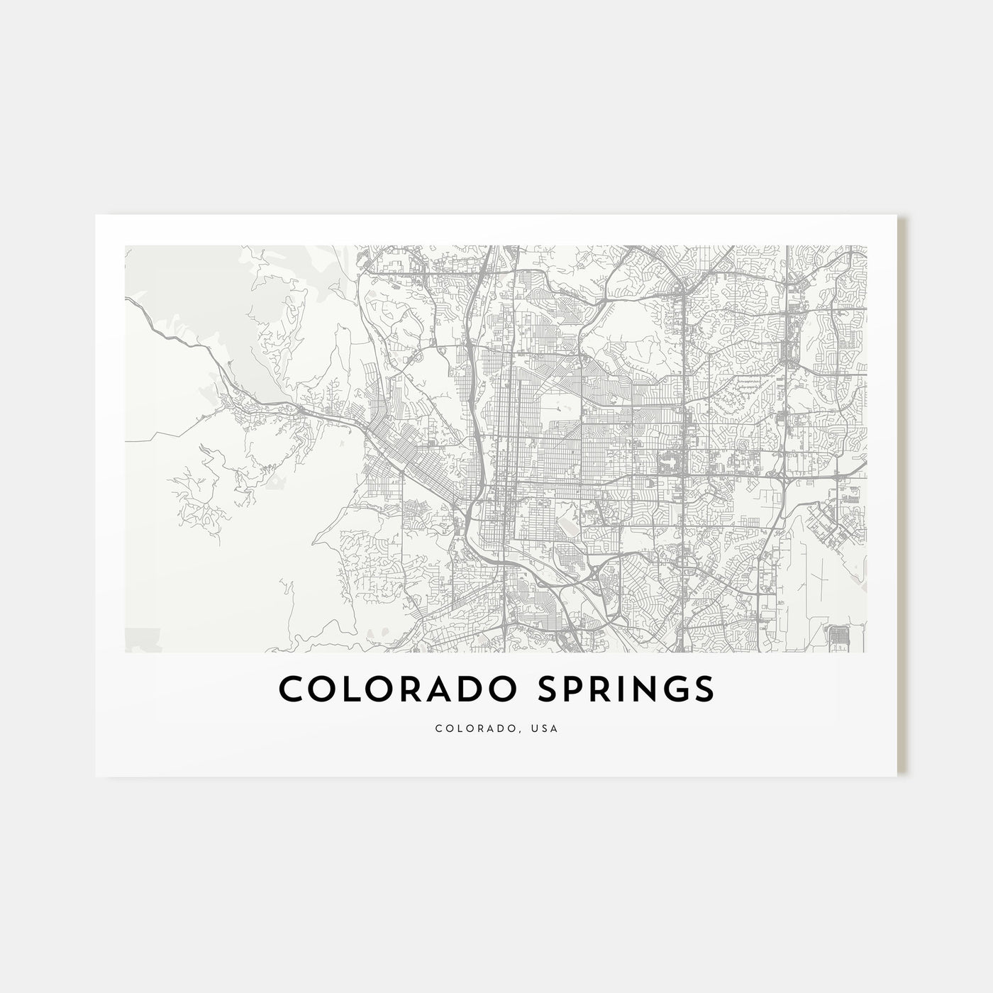 Colorado Springs Map Landscape Poster