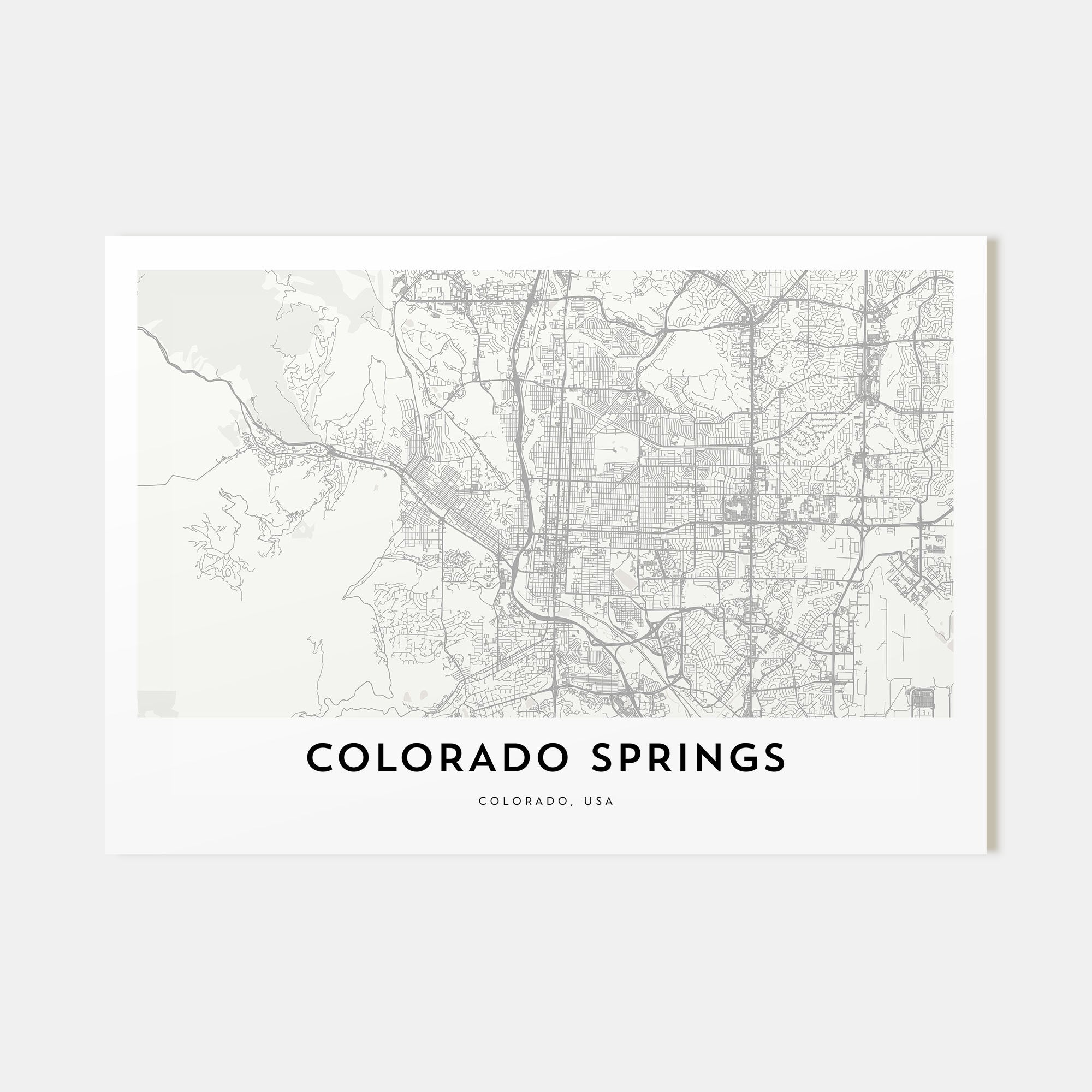 Colorado Springs Map Landscape Poster