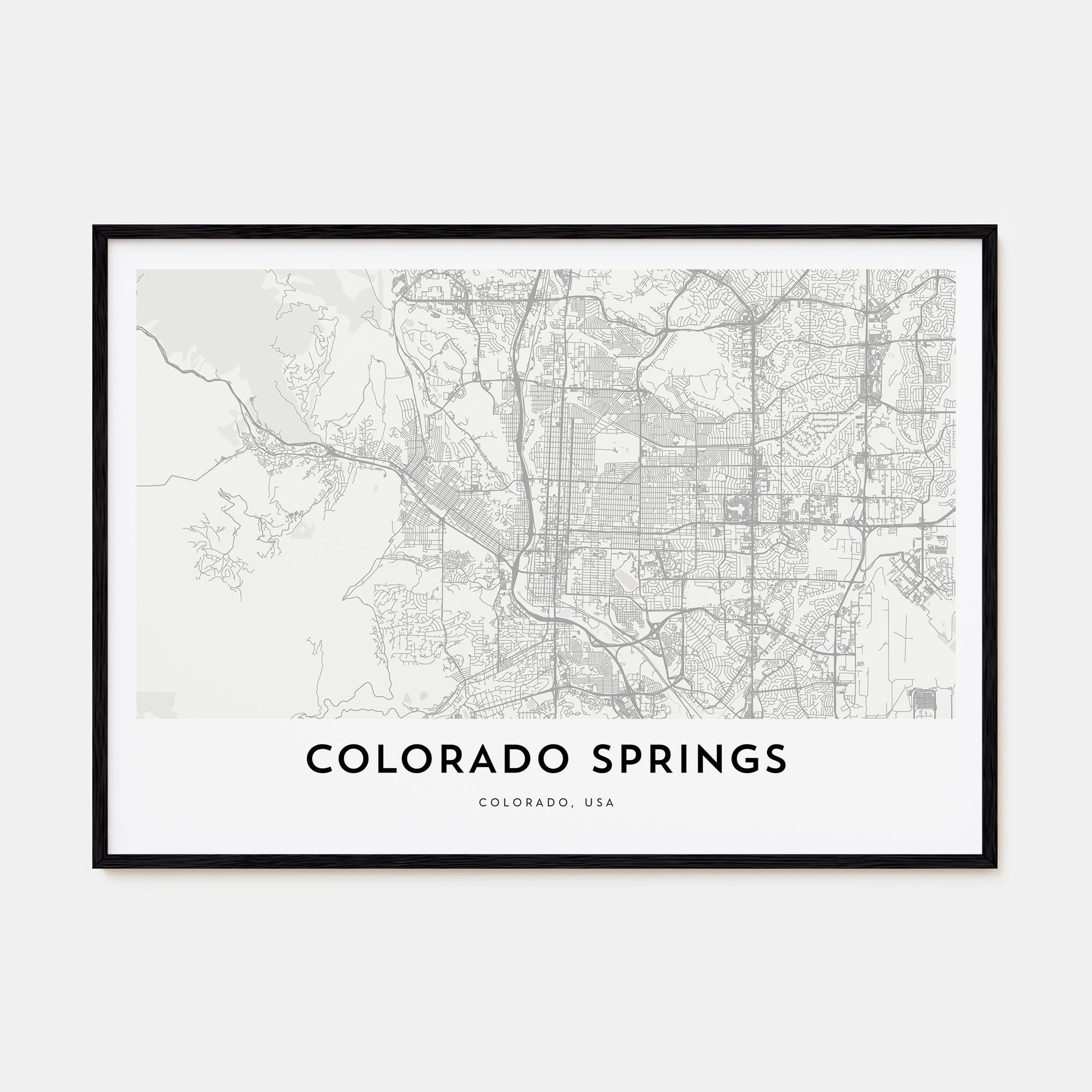 Colorado Springs Map Landscape Poster