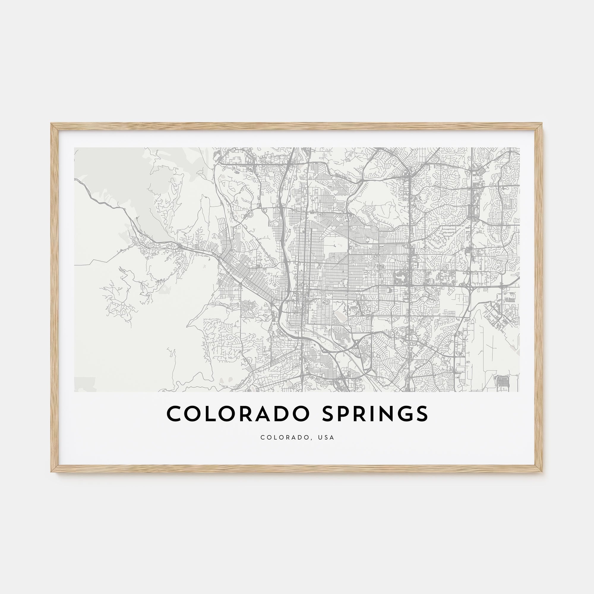 Colorado Springs Map Landscape Poster