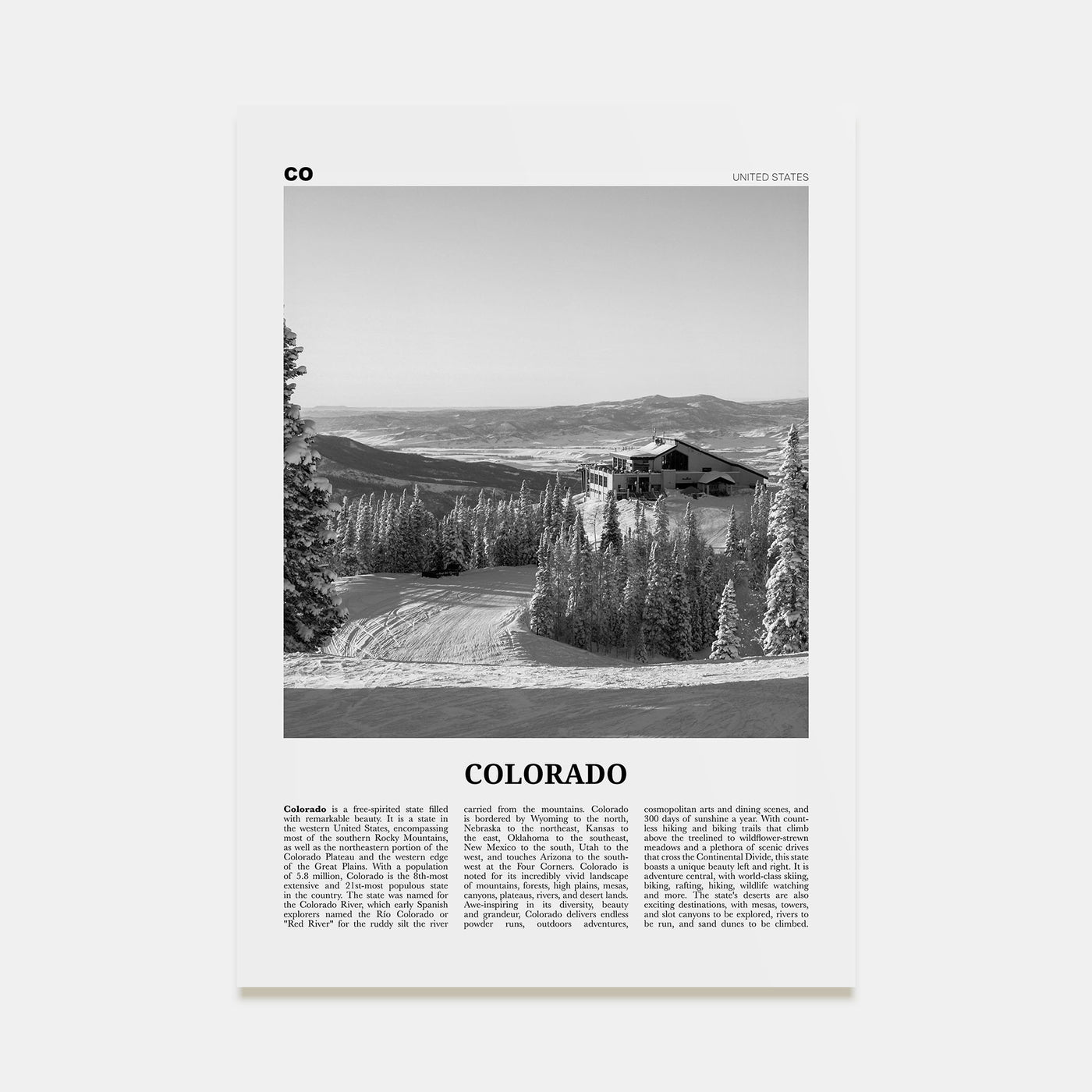 Colorado Travel B&W No 3 Poster