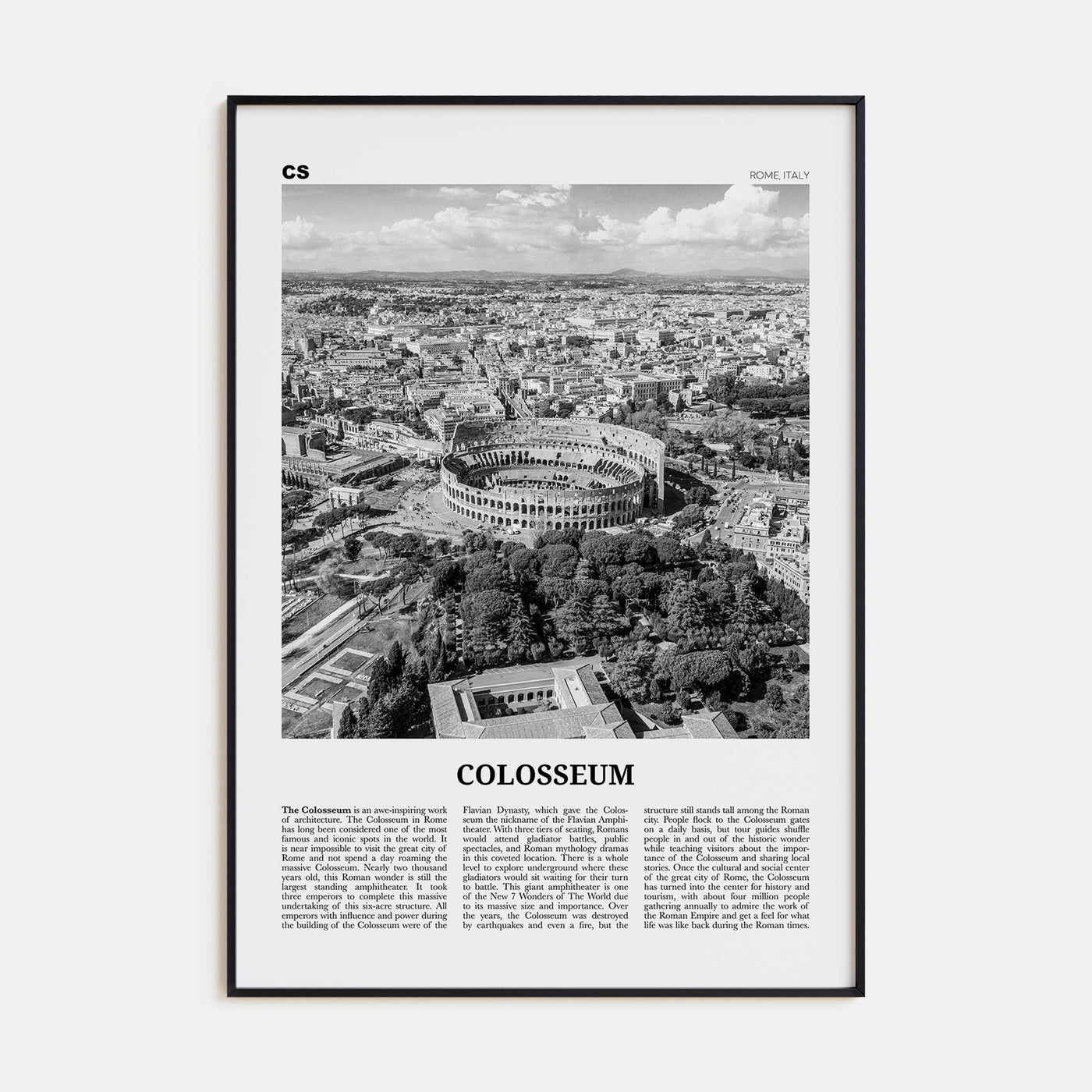 Colosseum Travel B&W Poster