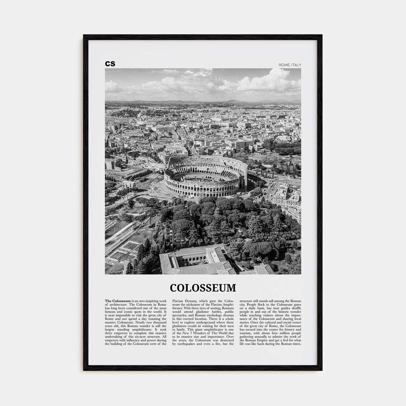 Colosseum Travel B&W Poster