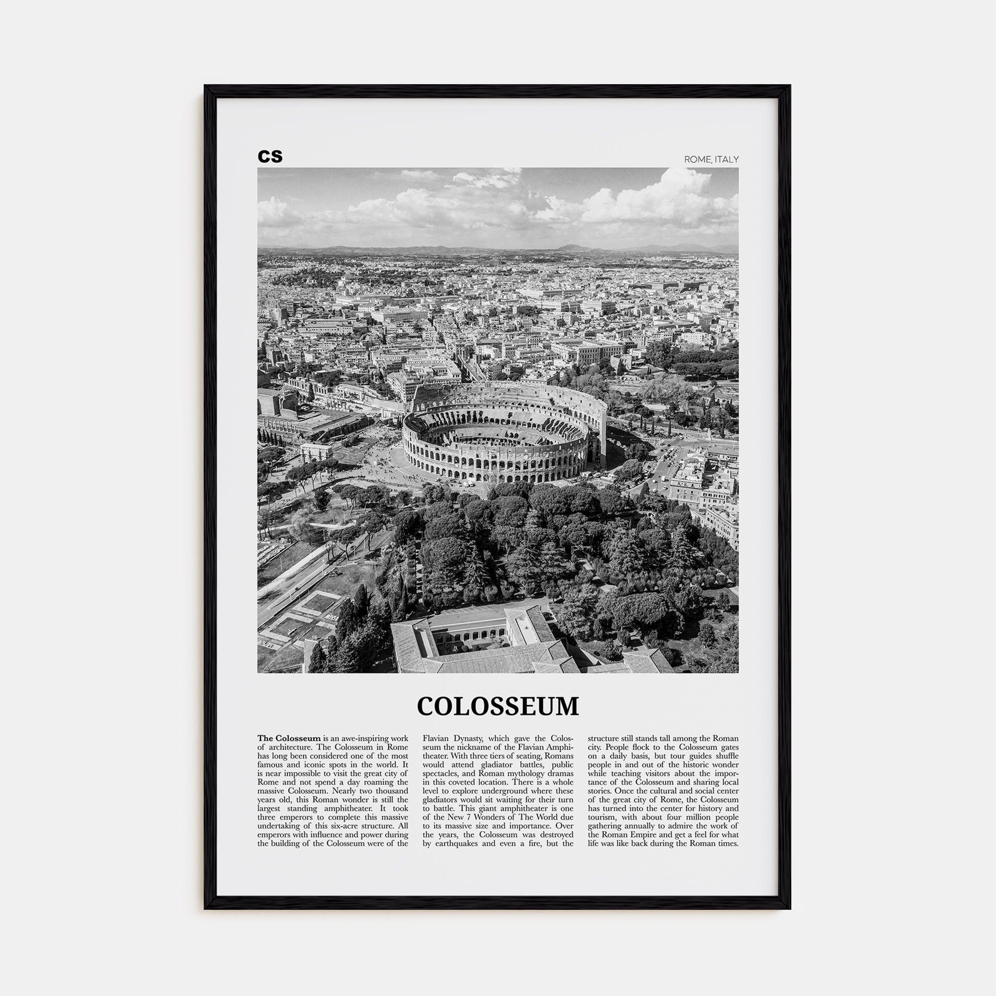 Colosseum Travel B&W Poster