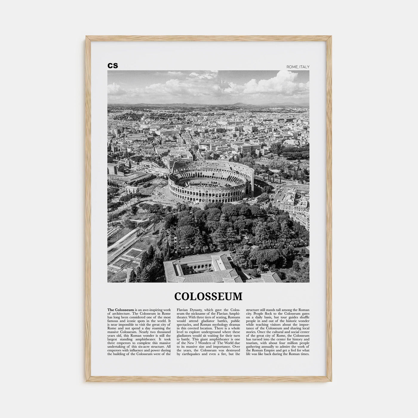 Colosseum Travel B&W Poster