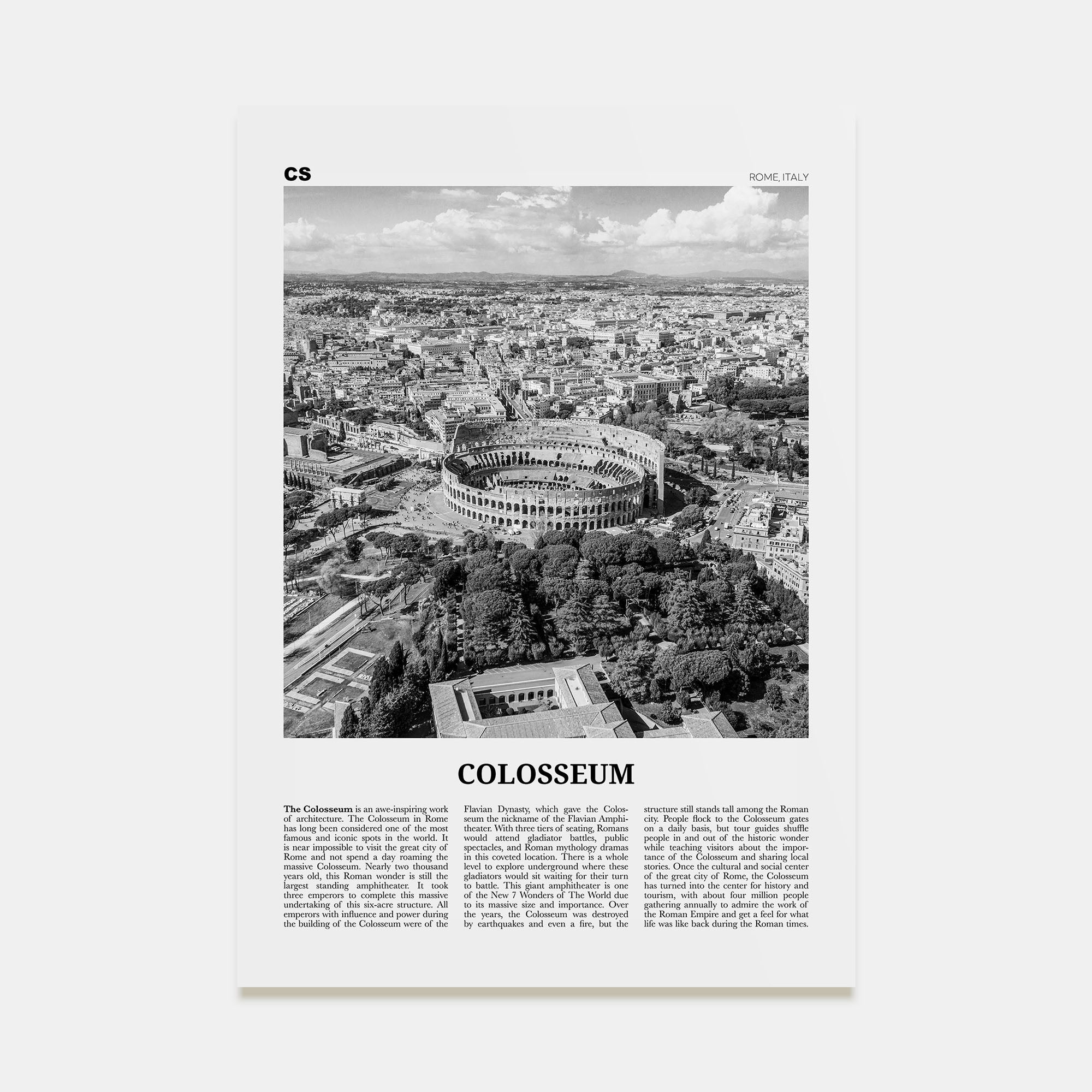 Colosseum Travel B&W Poster