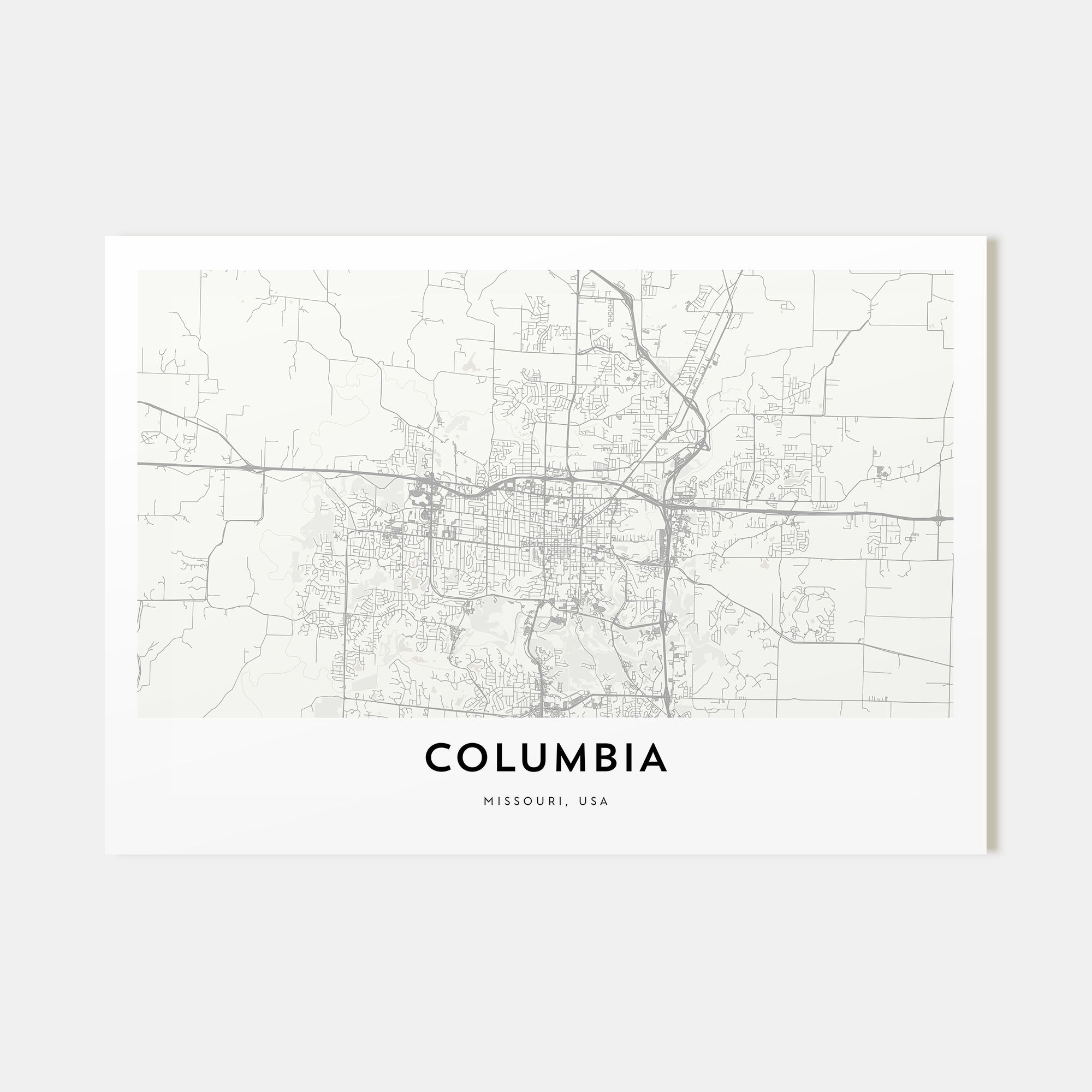 Columbia, Missouri Map Landscape Poster