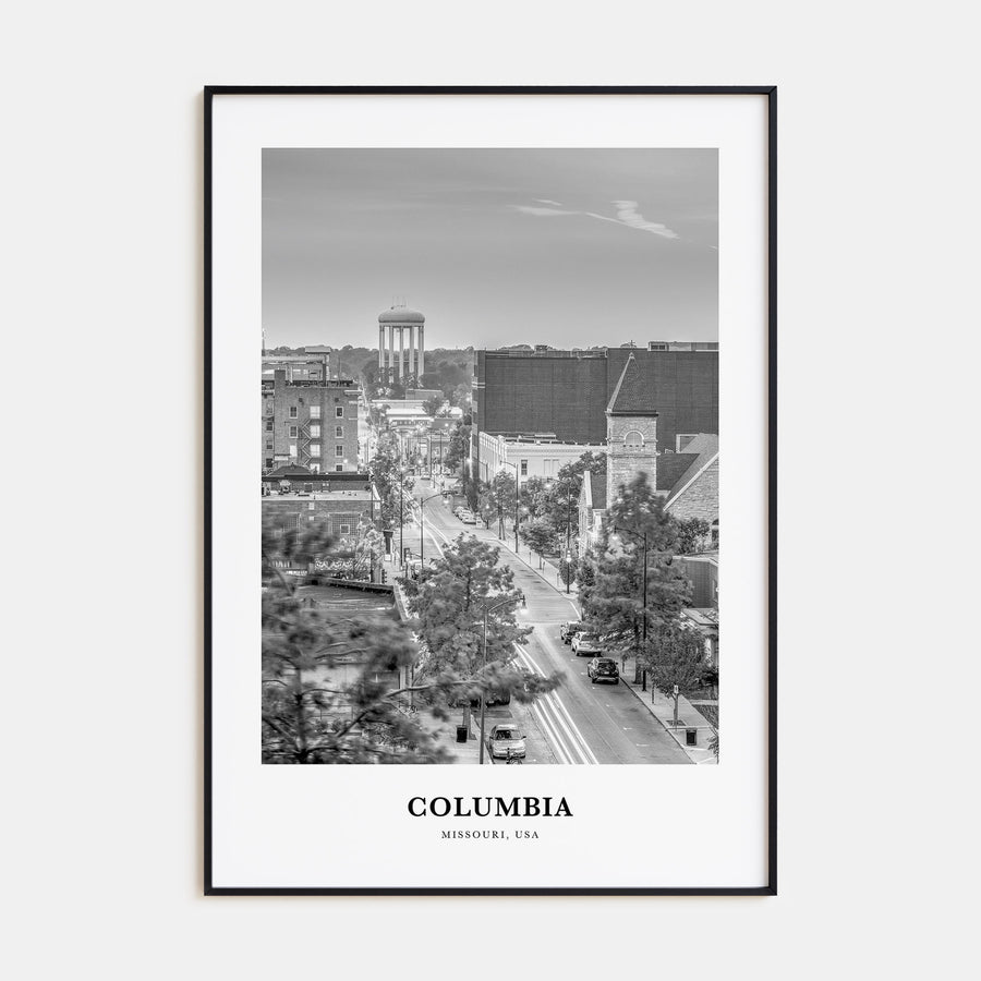 Columbia, Missouri Portrait B&W Poster
