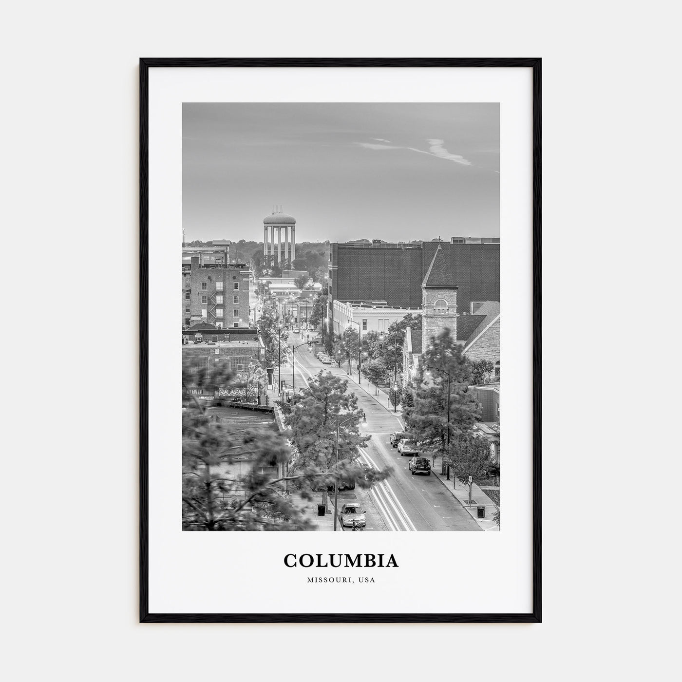 Columbia, Missouri Portrait B&W Poster
